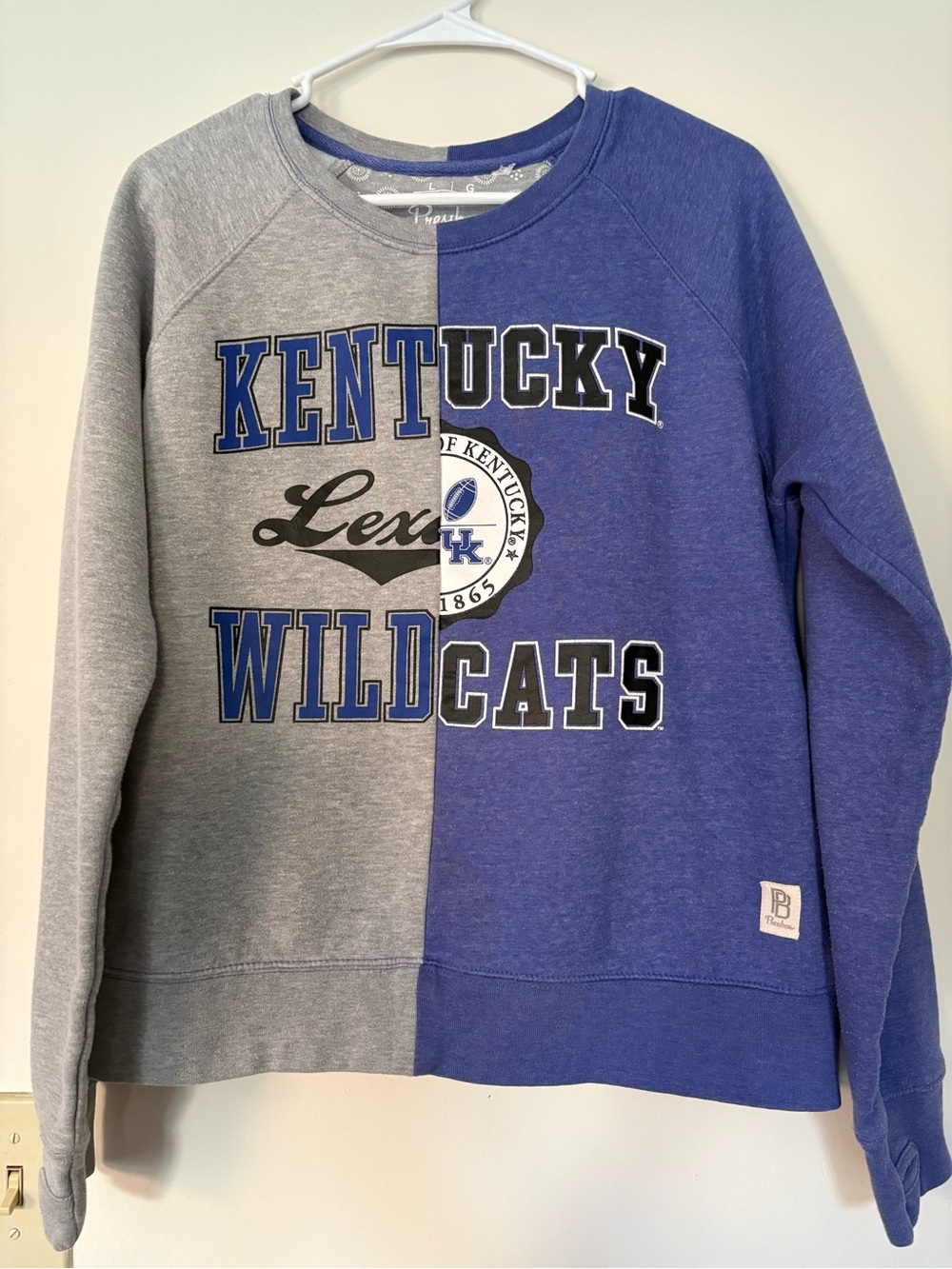 Pressbox Split Gray & Blue Kentucky Wildcats Crewneck